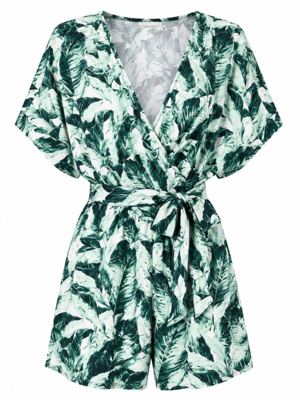 Kaari tropical Green Leaf Print Romper 2x